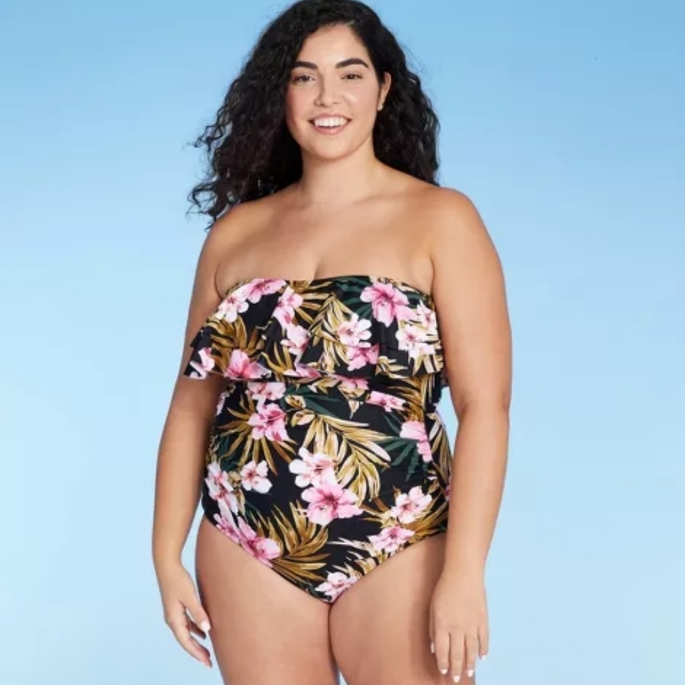 Women's Double Flounce Front High Coverage One Piece Swimsuit - Kona Sol